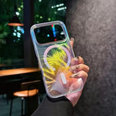 Suitable For iPhone 17pro max phone case. Feather gradient magnetic suction protective case. 17Pro 17Air PC +TPU Hard Cover