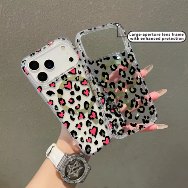 For iphone 17pro max protective case. Transparent Leopard pattern. Suitable For 17air 17Pro Magnetic phone case