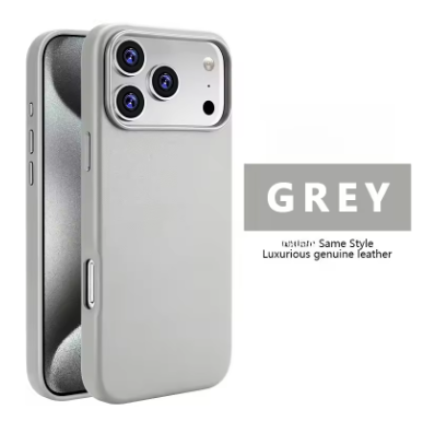 Genuine Leather Phone Case for IPhone 16 Pro Max 17 Air ,Pro, Pro Max High End Strong Magnetic Wireless Charging Cover