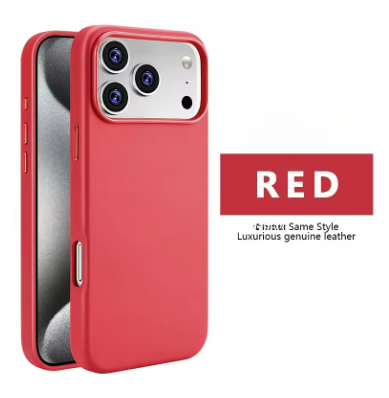 Genuine Leather Phone Case for IPhone 16 Pro Max 17 Air ,Pro, Pro Max High End Strong Magnetic Wireless Charging Cover