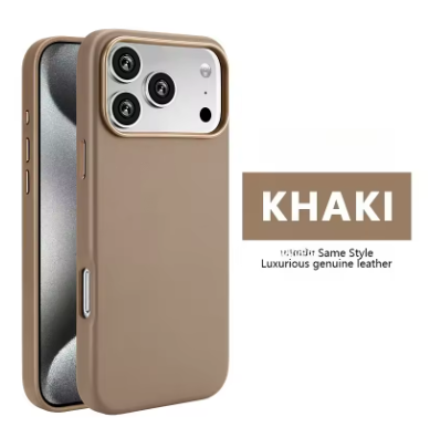 Genuine Leather Phone Case for IPhone 16 Pro Max 17 Air ,Pro, Pro Max High End Strong Magnetic Wireless Charging Cover