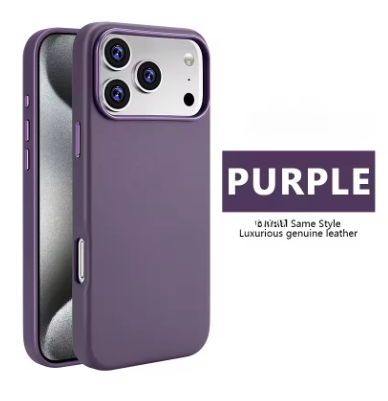 Genuine Leather Phone Case for IPhone 16 Pro Max 17 Air ,Pro, Pro Max High End Strong Magnetic Wireless Charging Cover