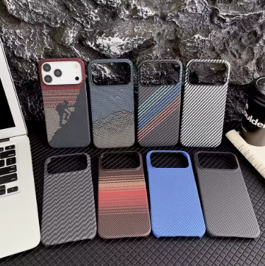 Frameless Carbon Fiber Hard Phone Case For iPhone 17, 17 Air Iphone Pro, Pro Max Water Ripple Climb Texture Armor Cover
