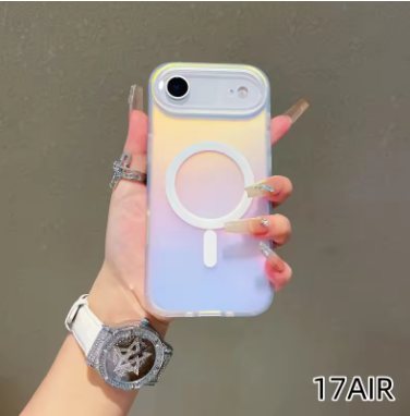NEW For Iphone 17 Pro Max Laser Color-Changing Matte Phone Case 17Pro Magnetic Cover 17Air Gradient Colors cases Sun Set Sky