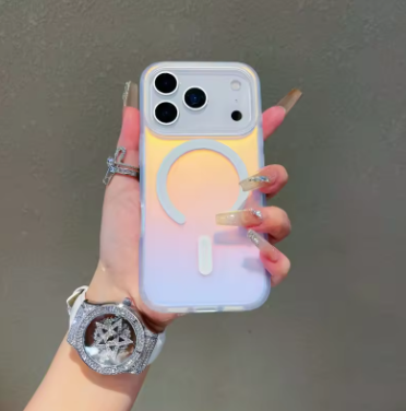 NEW For Iphone 17 Pro Max Laser Color-Changing Matte Phone Case 17Pro Magnetic Cover 17Air Gradient Colors cases Sun Set Sky
