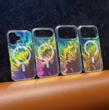 Suitable For iPhone 17pro max phone case. Feather gradient magnetic suction protective case. 17Pro 17Air PC +TPU Hard Cover