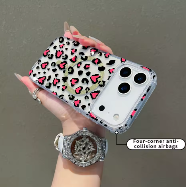 For iphone 17pro max protective case. Transparent Leopard pattern. Suitable For 17air 17Pro Magnetic phone case