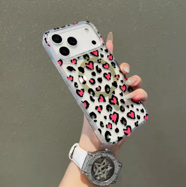 For iphone 17pro max protective case. Transparent Leopard pattern. Suitable For 17air 17Pro Magnetic phone case