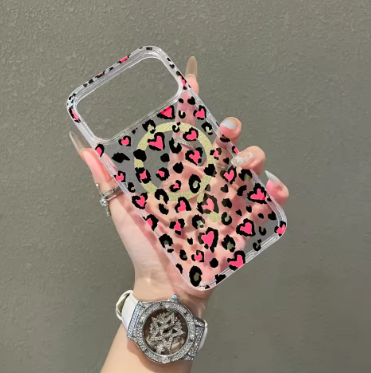 For iphone 17pro max protective case. Transparent Leopard pattern. Suitable For 17air 17Pro Magnetic phone case