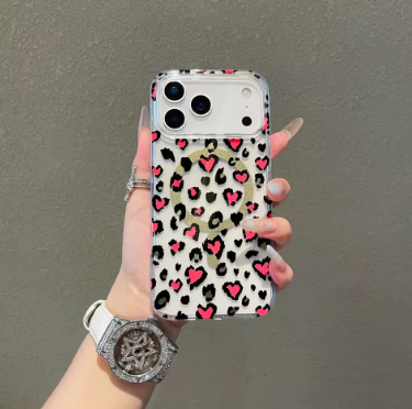 For iphone 17pro max protective case. Transparent Leopard pattern. Suitable For 17air 17Pro Magnetic phone case