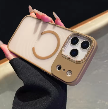 Desert Titanium Gold matte magsafe charging phone case for iPhone 17 Pro, Pro Max magnetic hard back cover