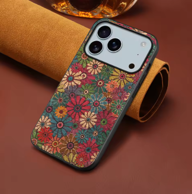 Luxury Retro Flower Pattern Leather Case for iPhone 17 Pro, 17 Pro Max Skin Friendly Soft Bumper Cover