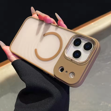 Desert Titanium Gold matte magsafe charging phone case for iPhone 17 Pro, Pro Max magnetic hard back cover