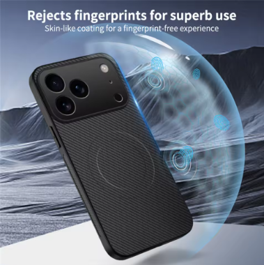 Ultra Thin Carbon Fbier Magnetic Leather Case for iPhone 17 Pro, Pro Max for Magsafe Shockproof Military Cover