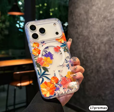 Watercolor Transparent Flowers Element Design Magnetic Phone Case，For iphone 17 17Pro max 17Air Colorful Daisy case