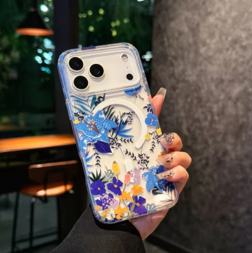 Watercolor Transparent Flowers Element Design Magnetic Phone Case，For iphone 17 17Pro max 17Air Colorful Daisy case